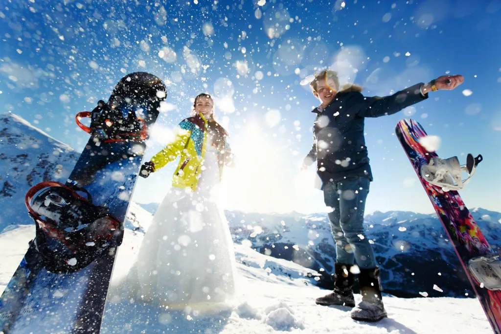 bride-groom-love-throw-snow-background-alps-courchevel